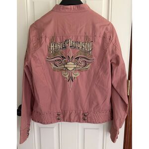 Vtg Harley Davidson Women's Pink/Mauve Studded Jacket Size L 97461-VM Y2K Biker
